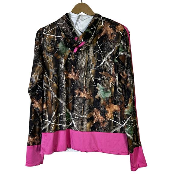 Prairie Buck Long Leaf Camo Jacket Size L Brown Pink Full Zip Hunting Cabincore - Picture 5 of 6